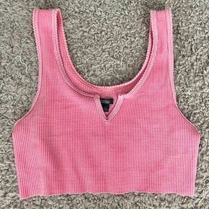 cropped pink tank top